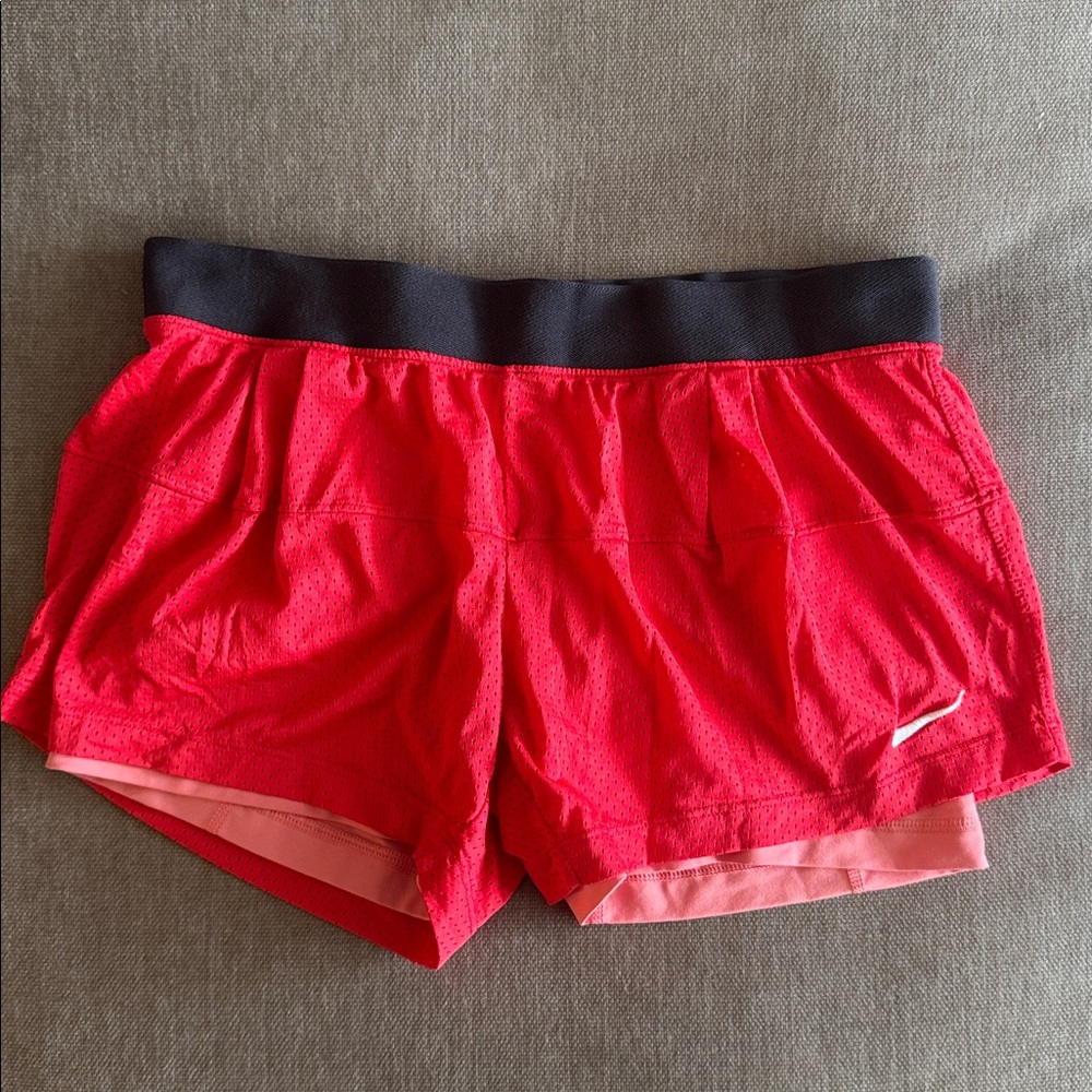 Nike Red Coral and Grey Dri-FIT Athletic Shorts